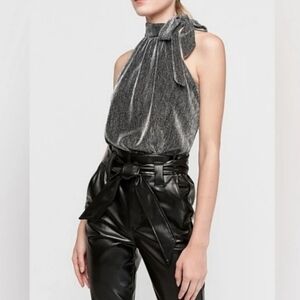NEW Express sparkle neck tie Bodysuit Size XS